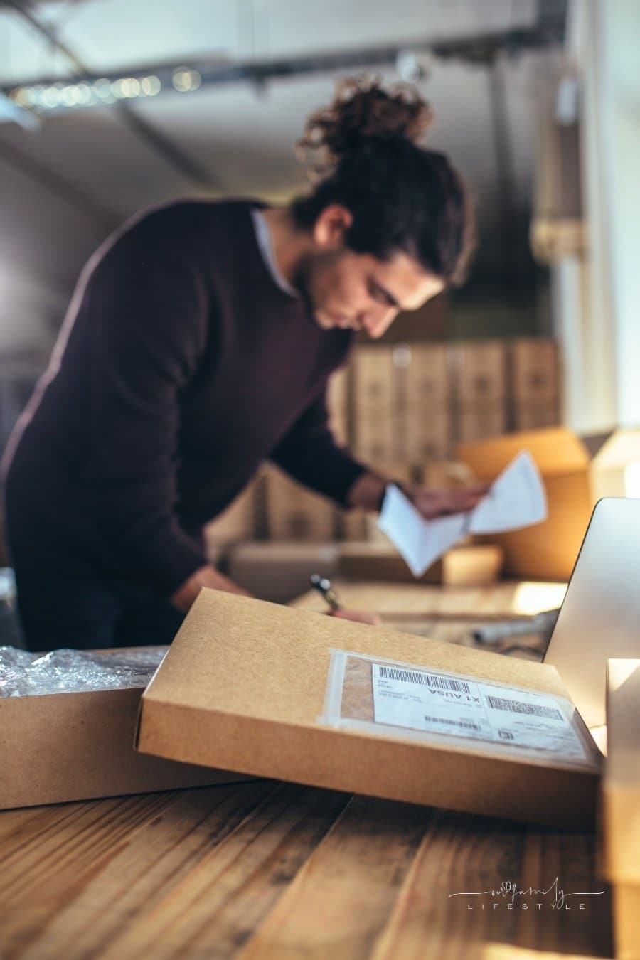 entrepreneur preparing to ship product to customer