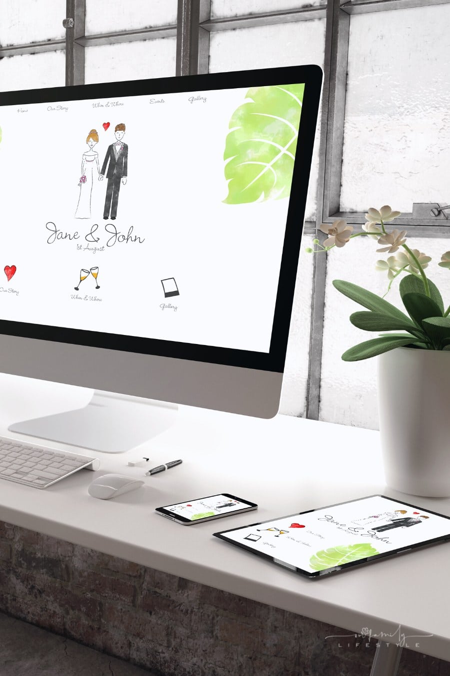 wedding website mockup for client