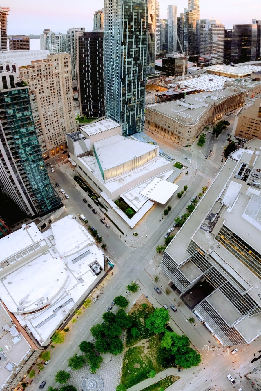 Bird's Eye View of a City with Commercial Buildings