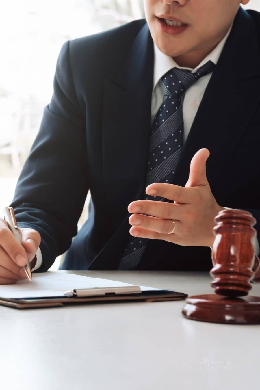 prospective lawyer answering client's questions