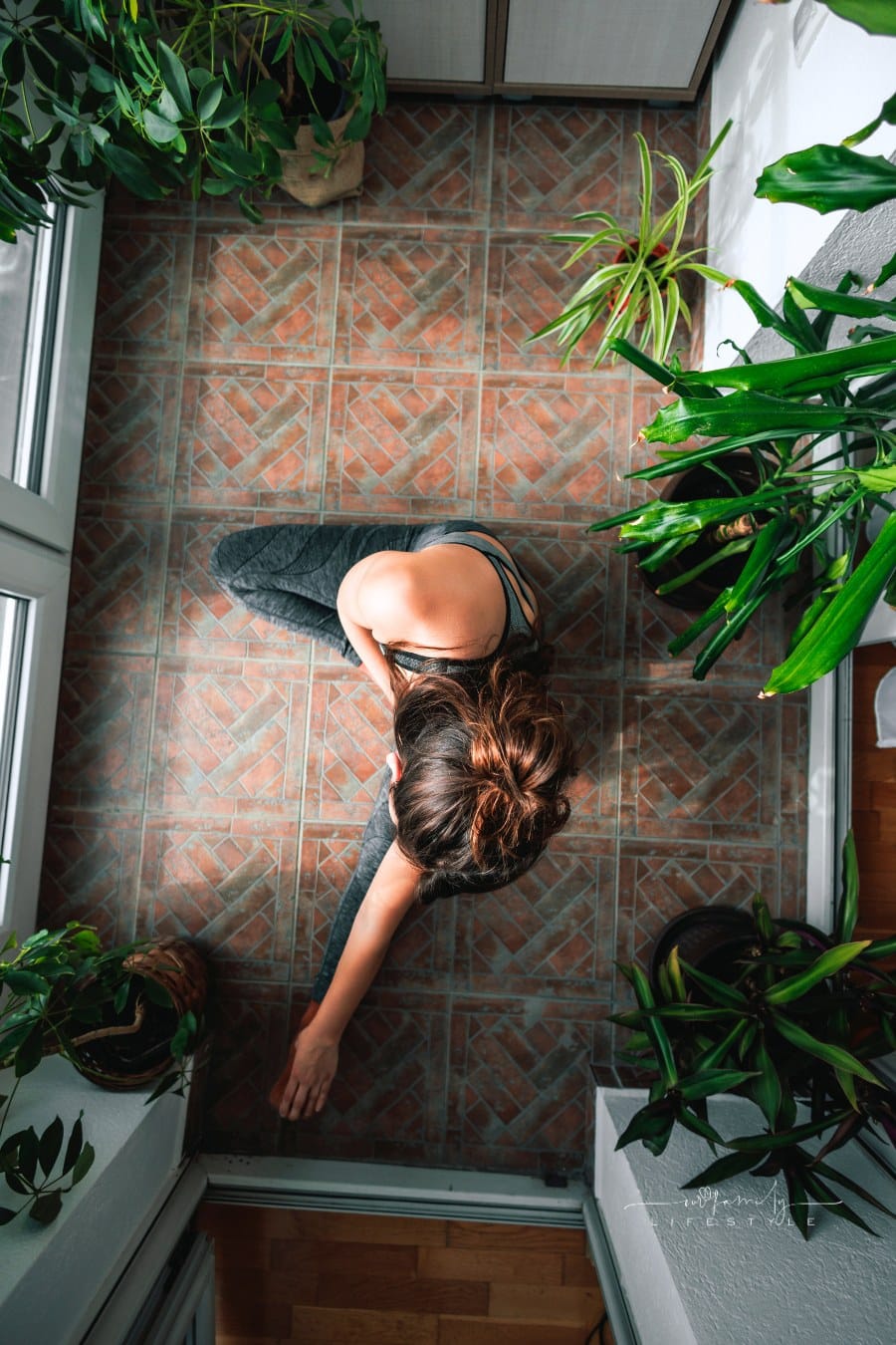 Woman working out at home
