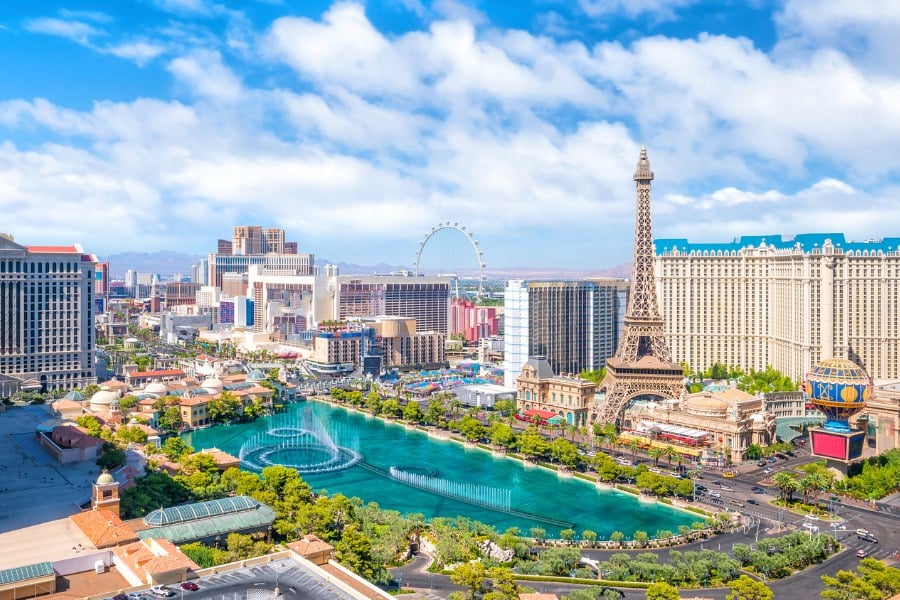 Aerial view of Las Vegas strip in Nevada