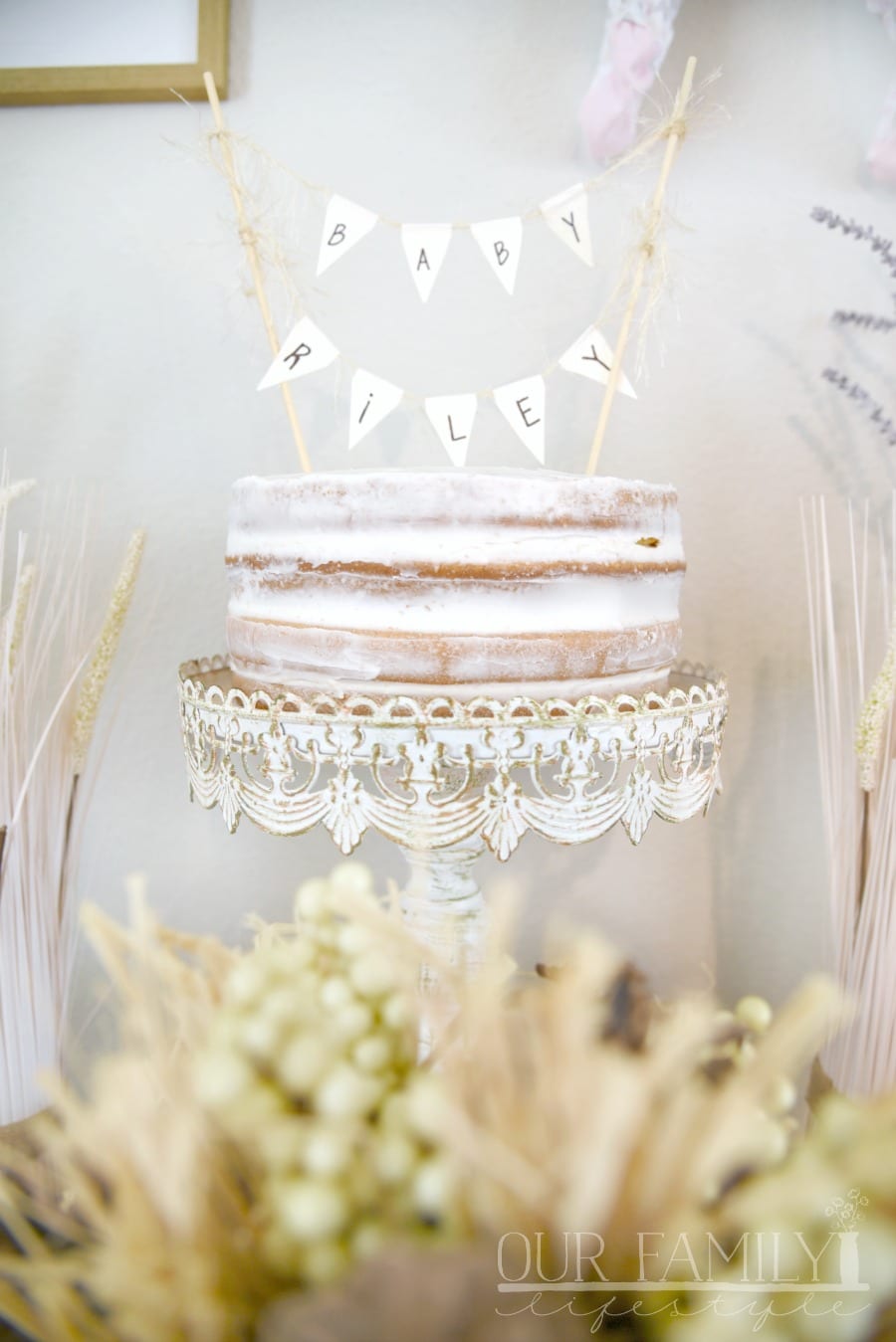 baby shower dirty cake and pendant topper