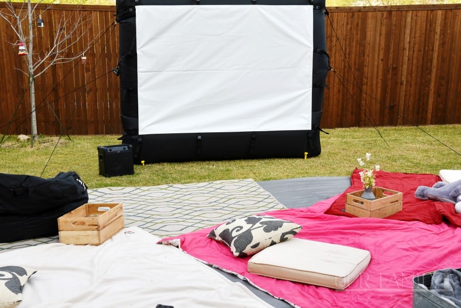 backyard movie night blankets cushions
