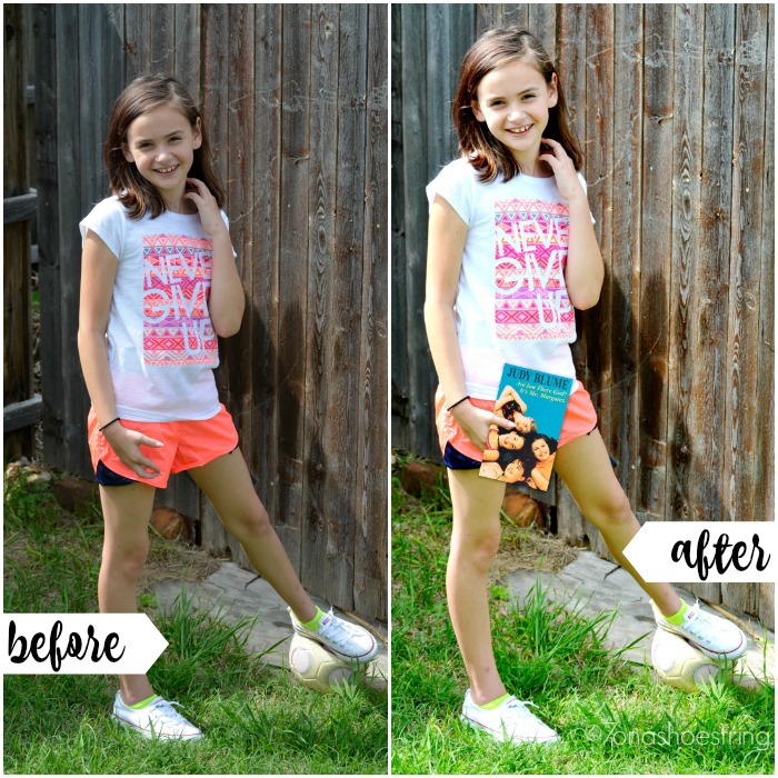 before and after adding book with Photoshop