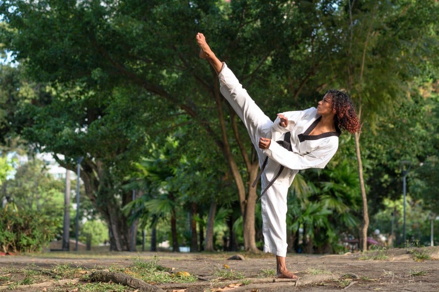woman training in martial arts