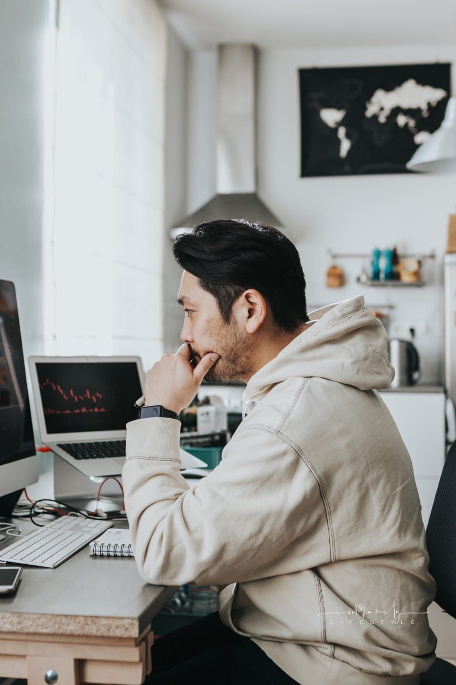 day trader concentrated on stock patterns