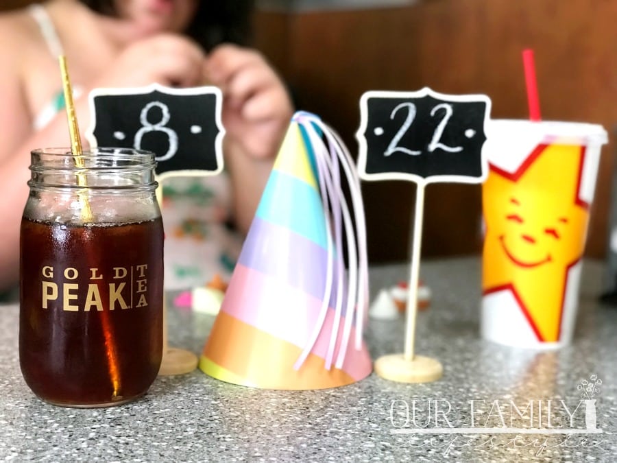 birthday celebration at Carl's Jr with Gold Peak Tea