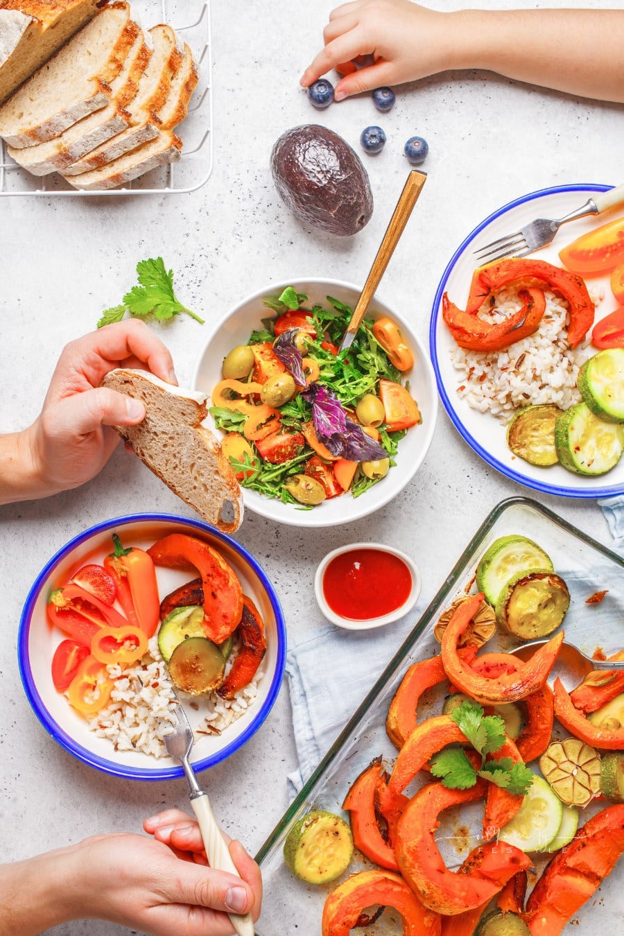 Family Eating a Healthy Vegetarian Food