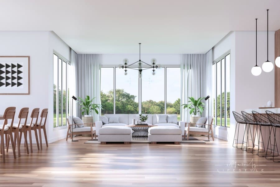 Modern House Design with large plate-glass windows