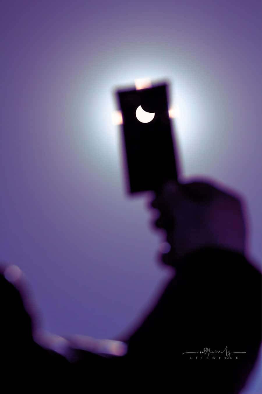 looking at the solar eclipse with pinhole sun filter