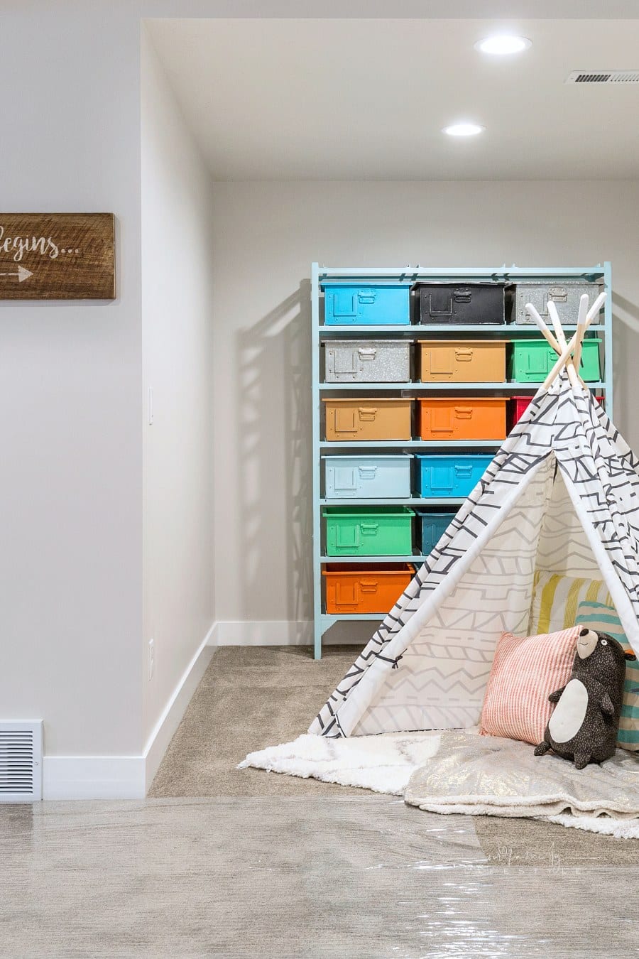 play space for kids in basement of custom home