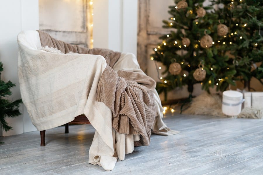 Cozy living room with winter style interior
