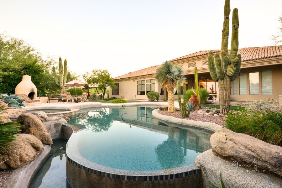 backyard pool of desert home in Arizona