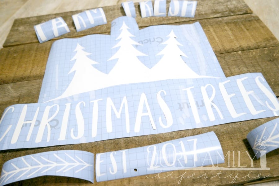 Cricut vinyl stencil on wood