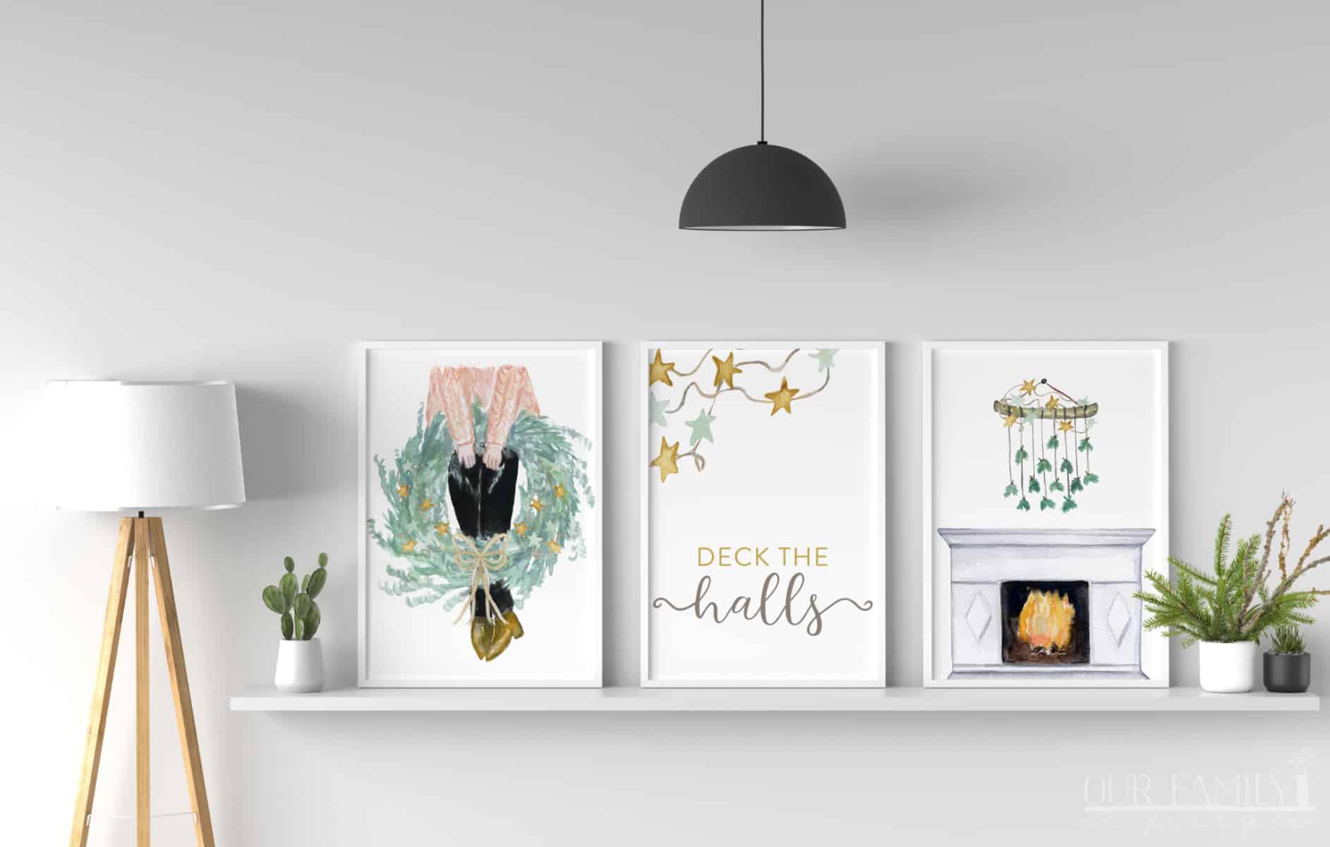 Deck the Halls Set of 3 Printable Christmas Wall Art