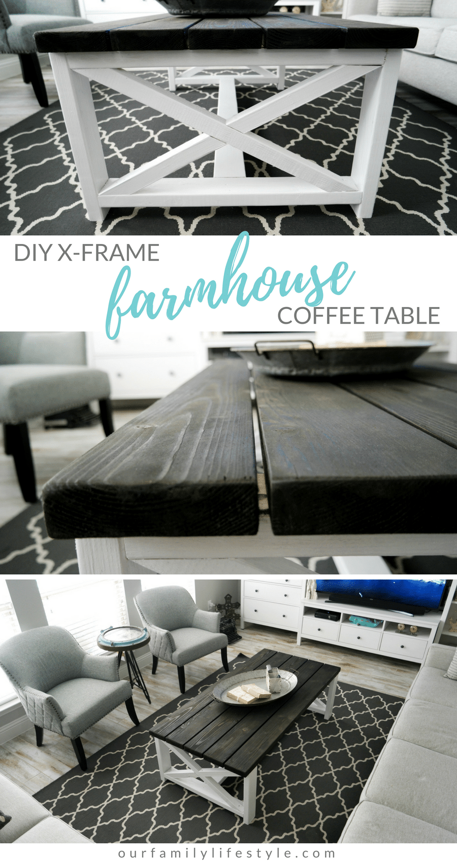 DIY X-Frame Farmhouse Coffee Table For Under $90