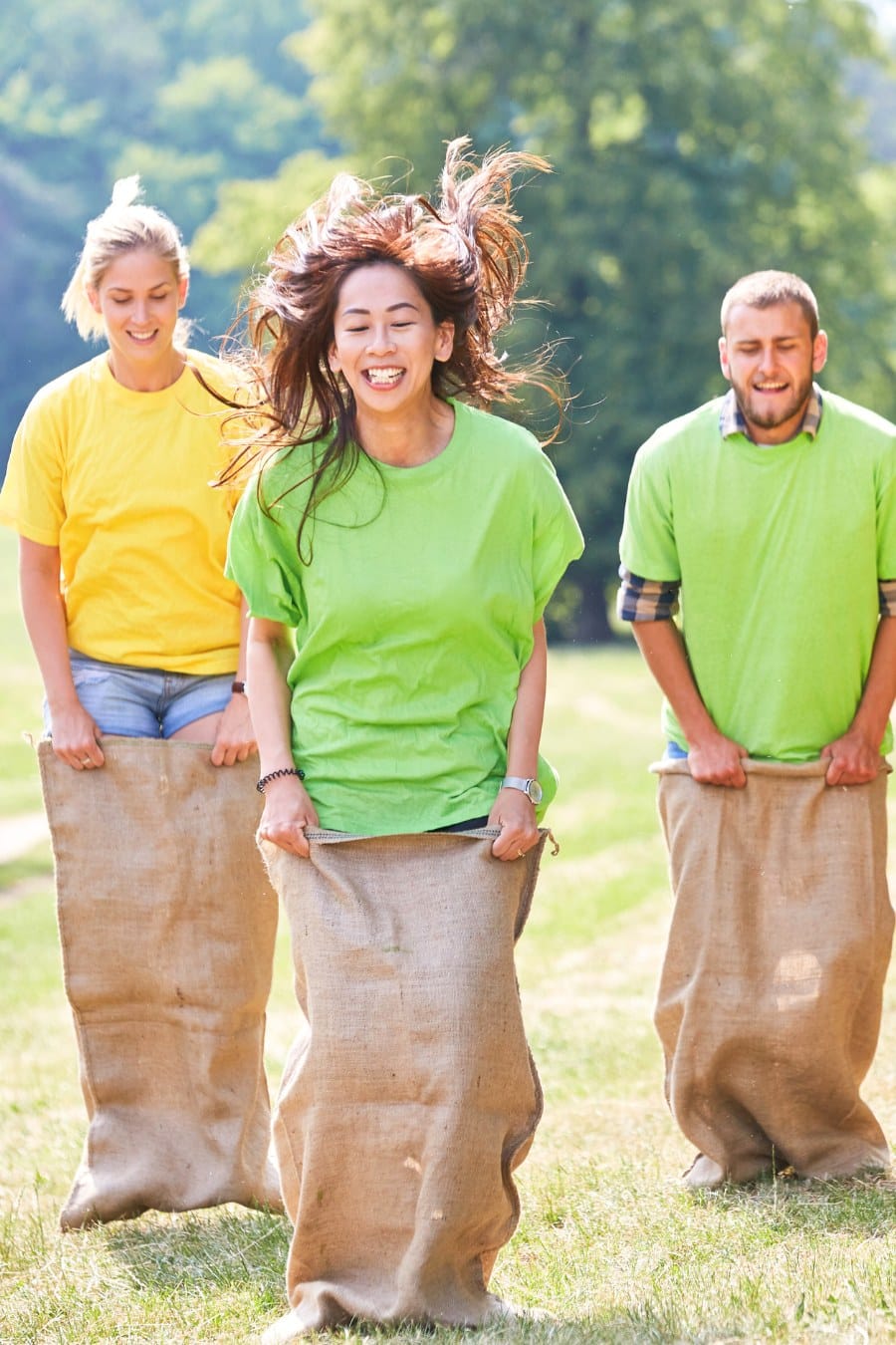 Adults in a Sack Race