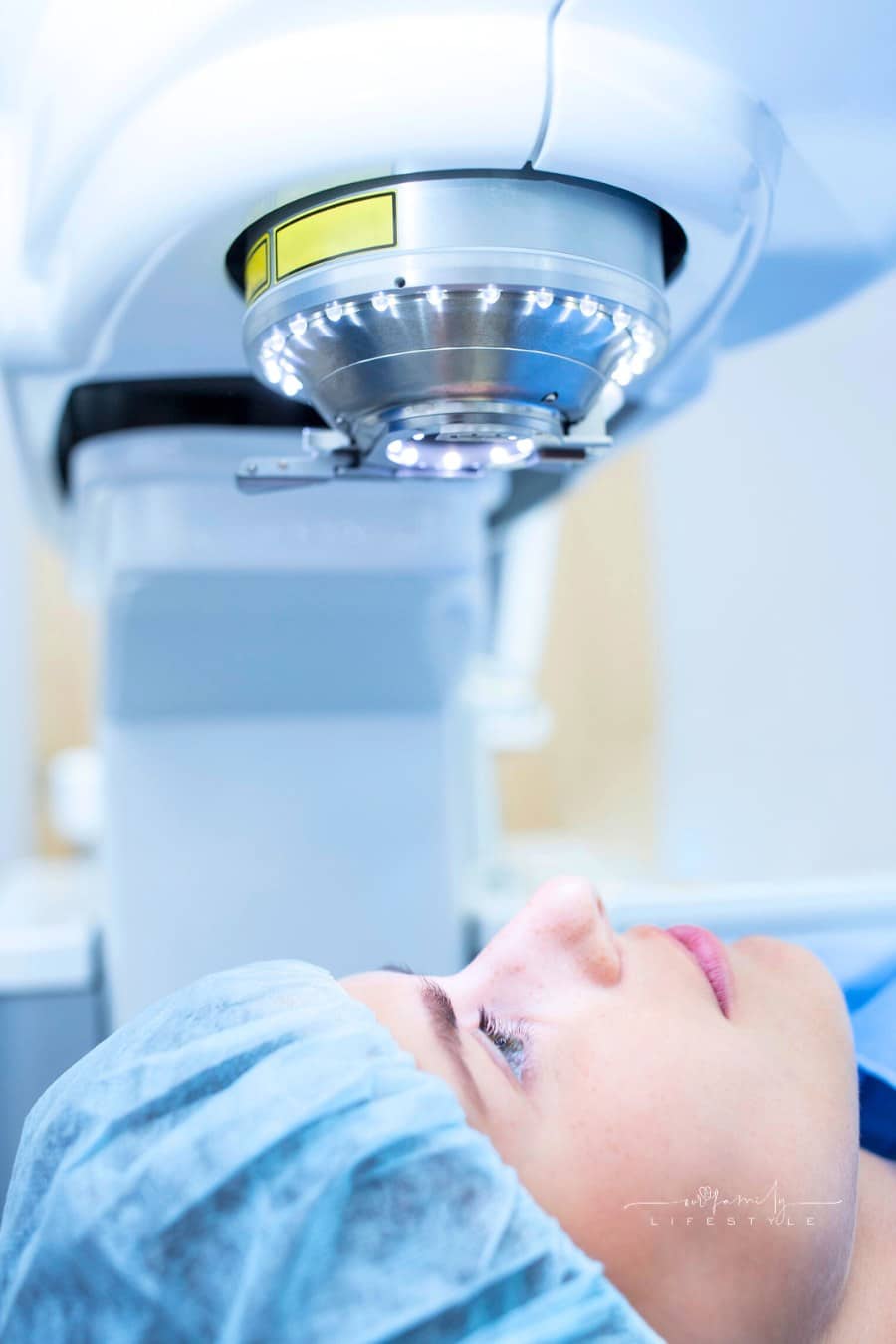 female patient undergoing laser eye surgery