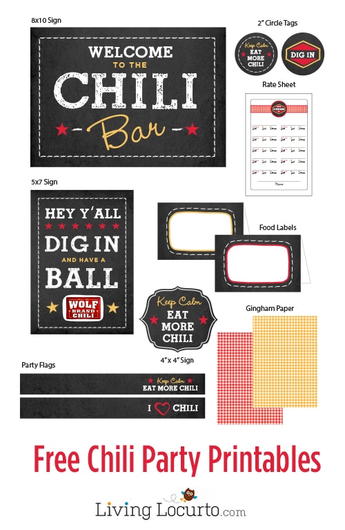 Free Chili Bar Printables