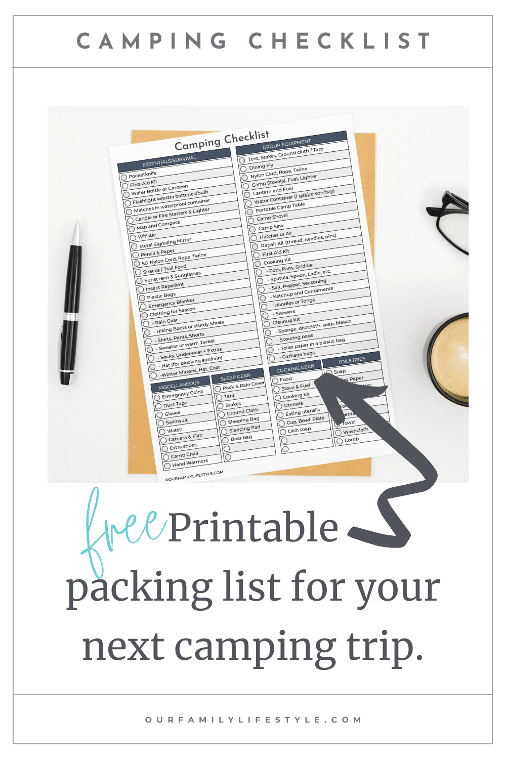 free printable camping checklist