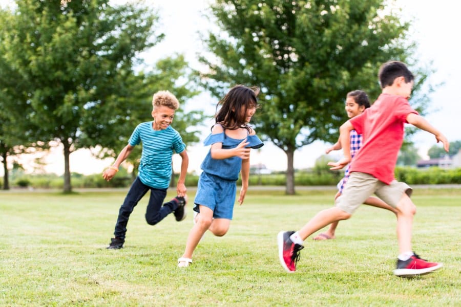 Elementary School Students Play at Recess
