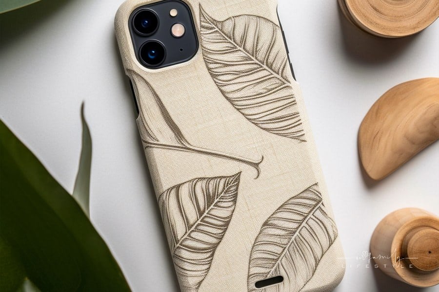 custom phone case with leaf design