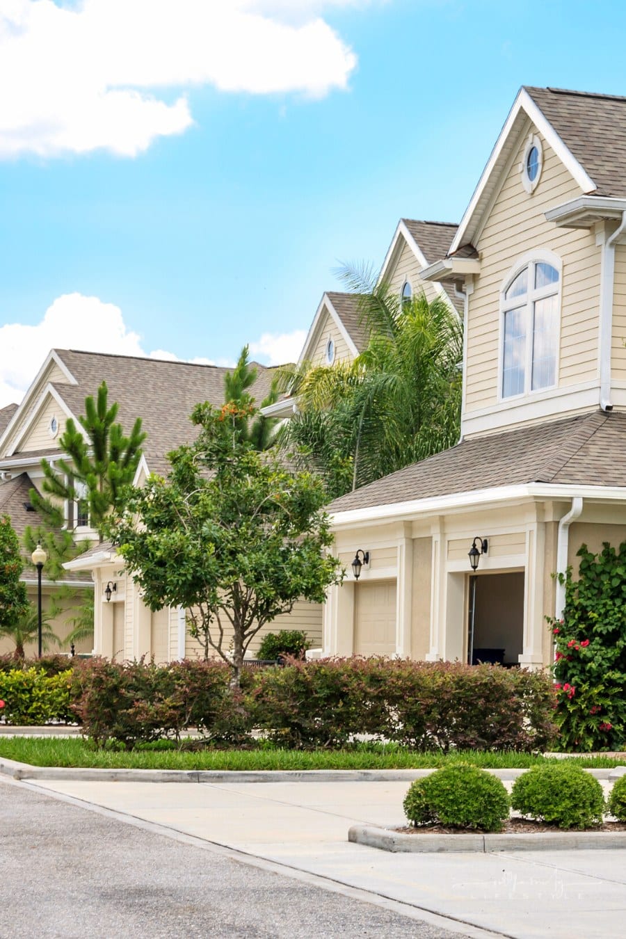 row of houses in suburban neighborhood