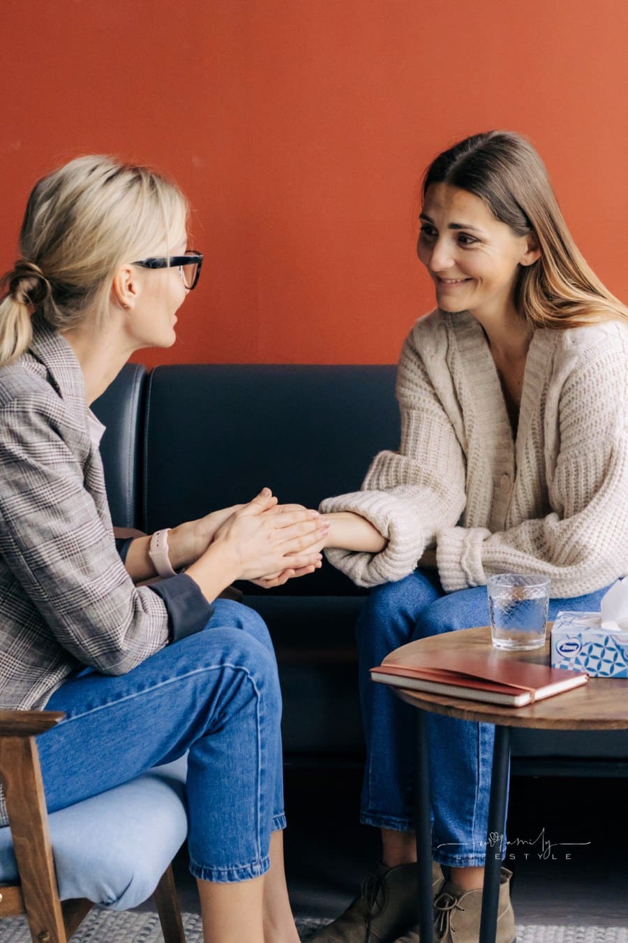 Satisfied Woman with Psychologist Having Session Indoors