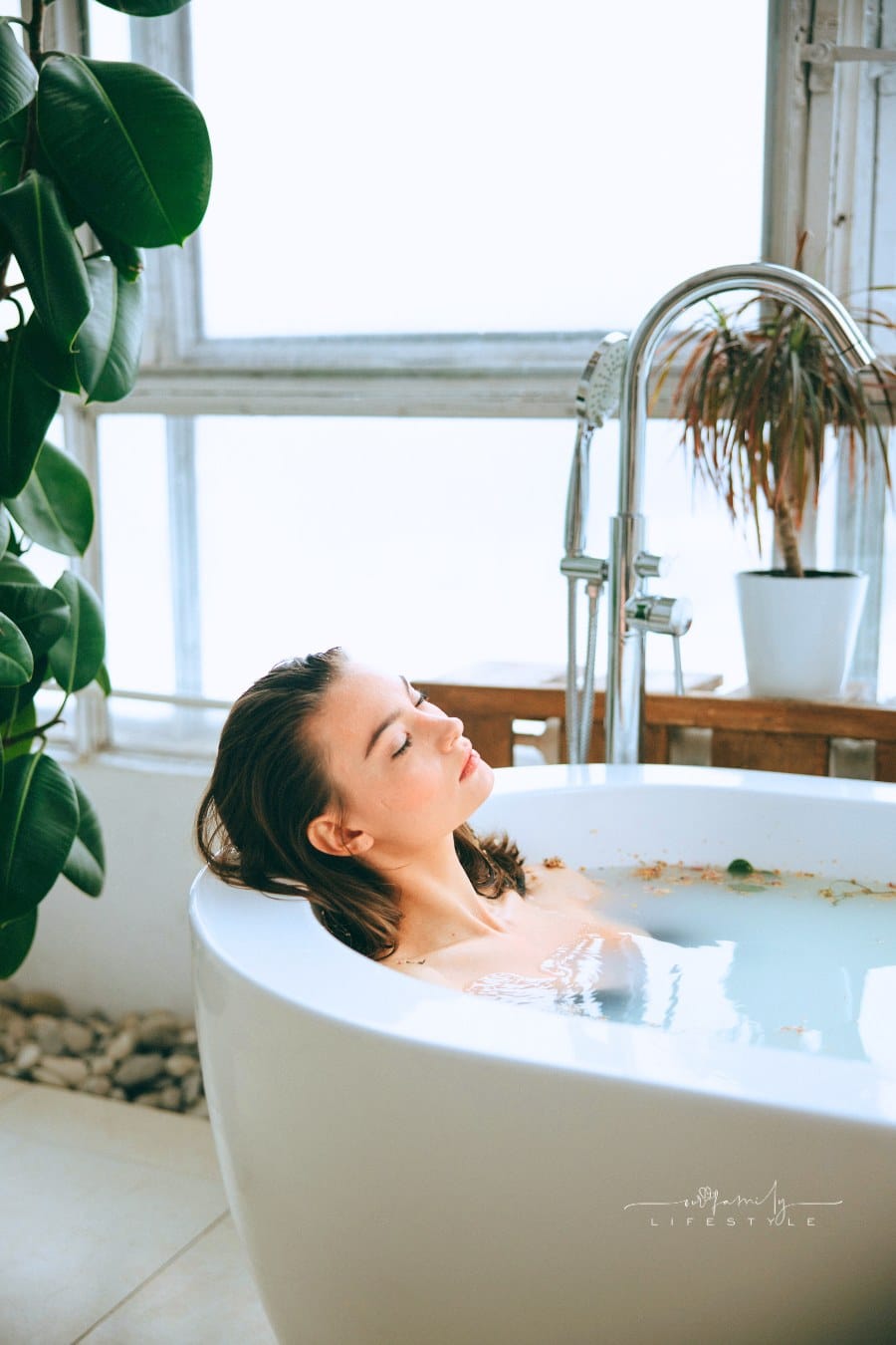 Woman Relaxing in a Bathtub