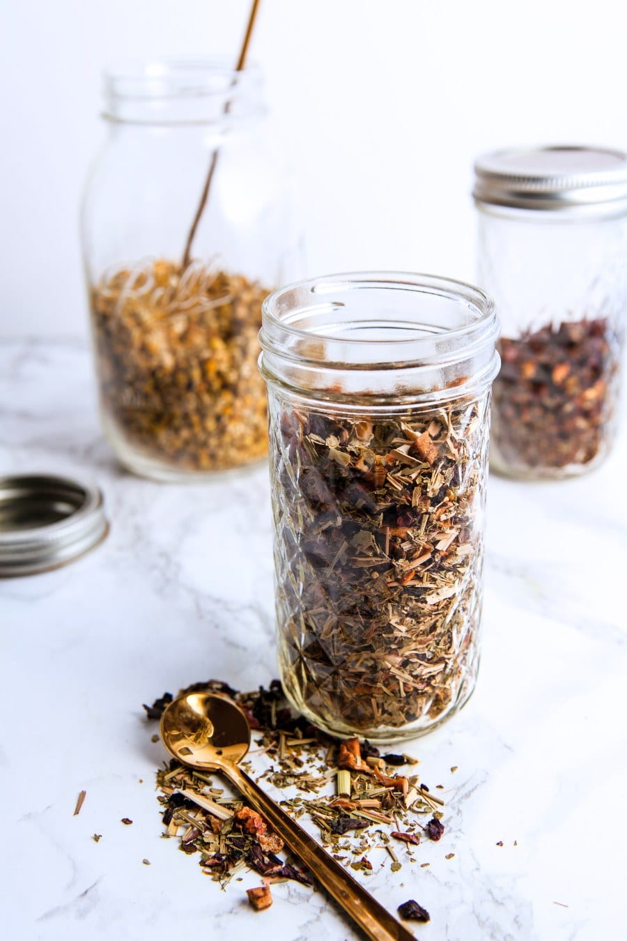 Loose leaf tea in mason jars