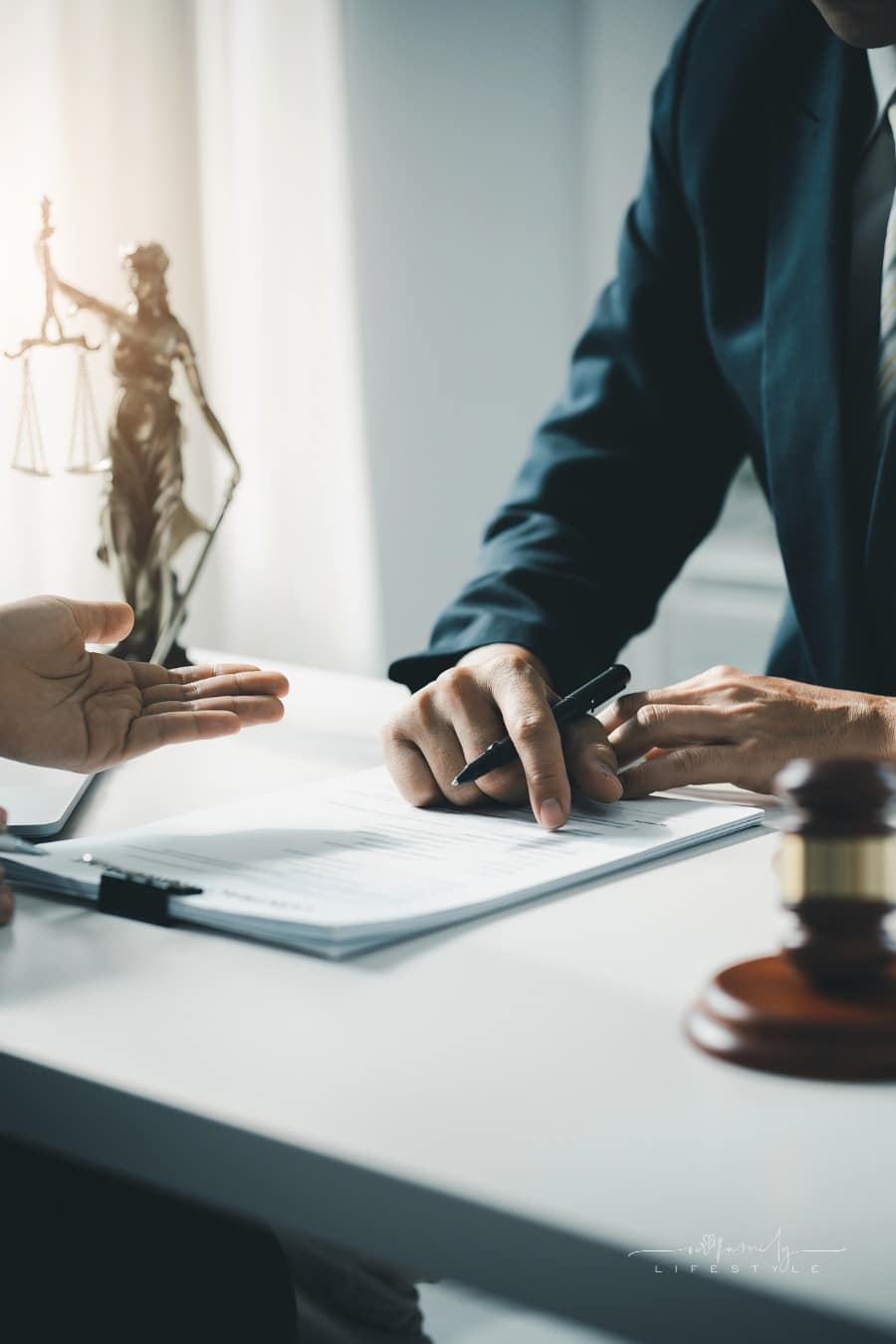 lawyer talking to potential client about coontract