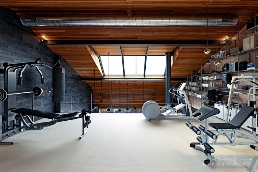 home gym in attic loft