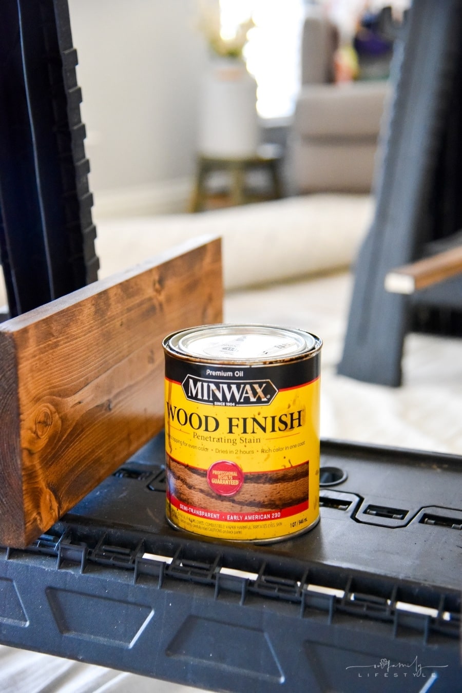 Minwax Early American Stain for wood shelves