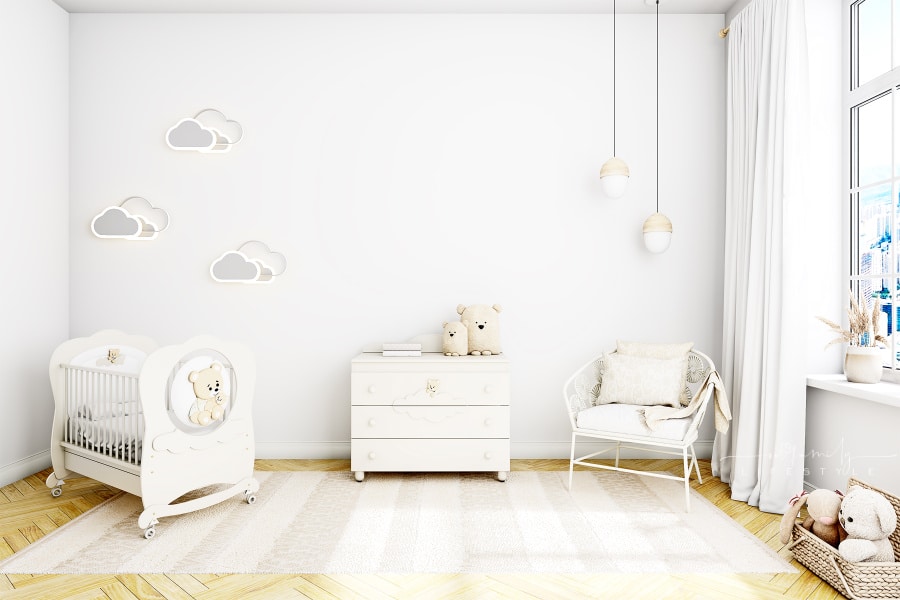 modern minimalist clean baby nursery