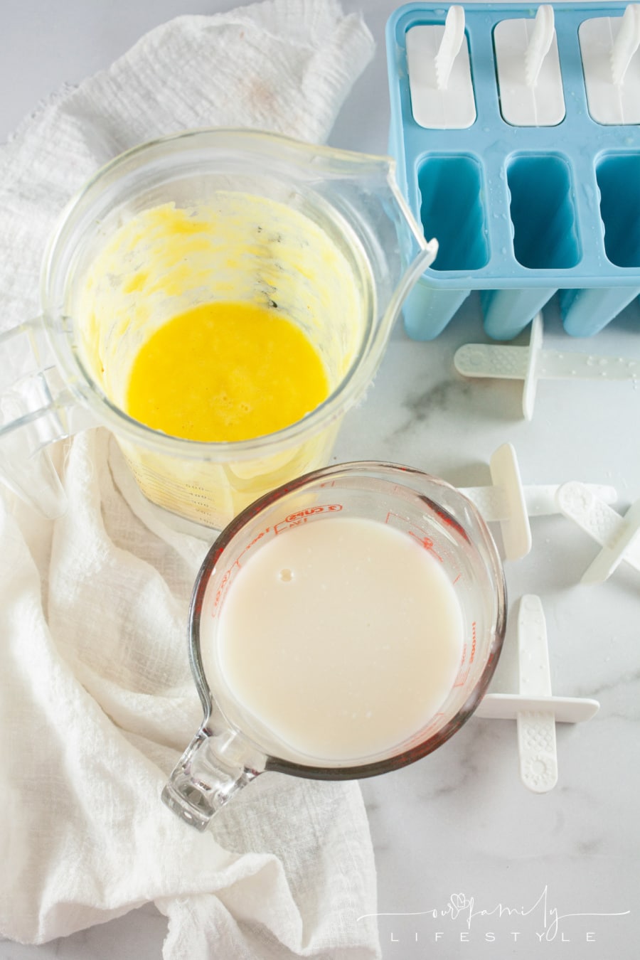 Pina Colada ice pops ingredients and mold