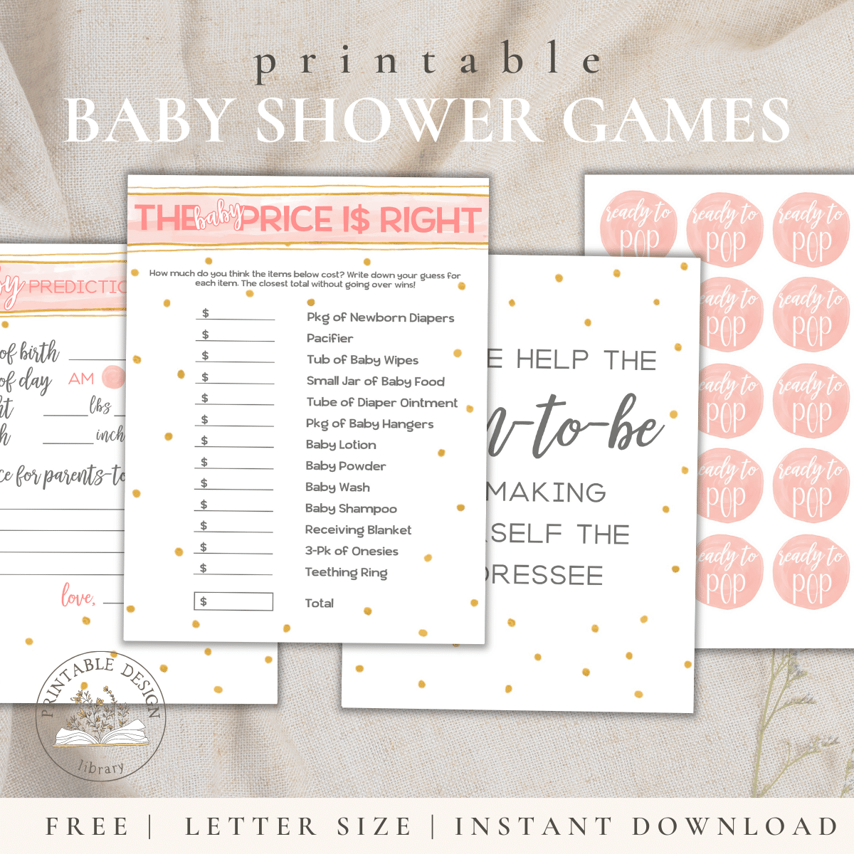 Pink & Gold Baby Shower Games