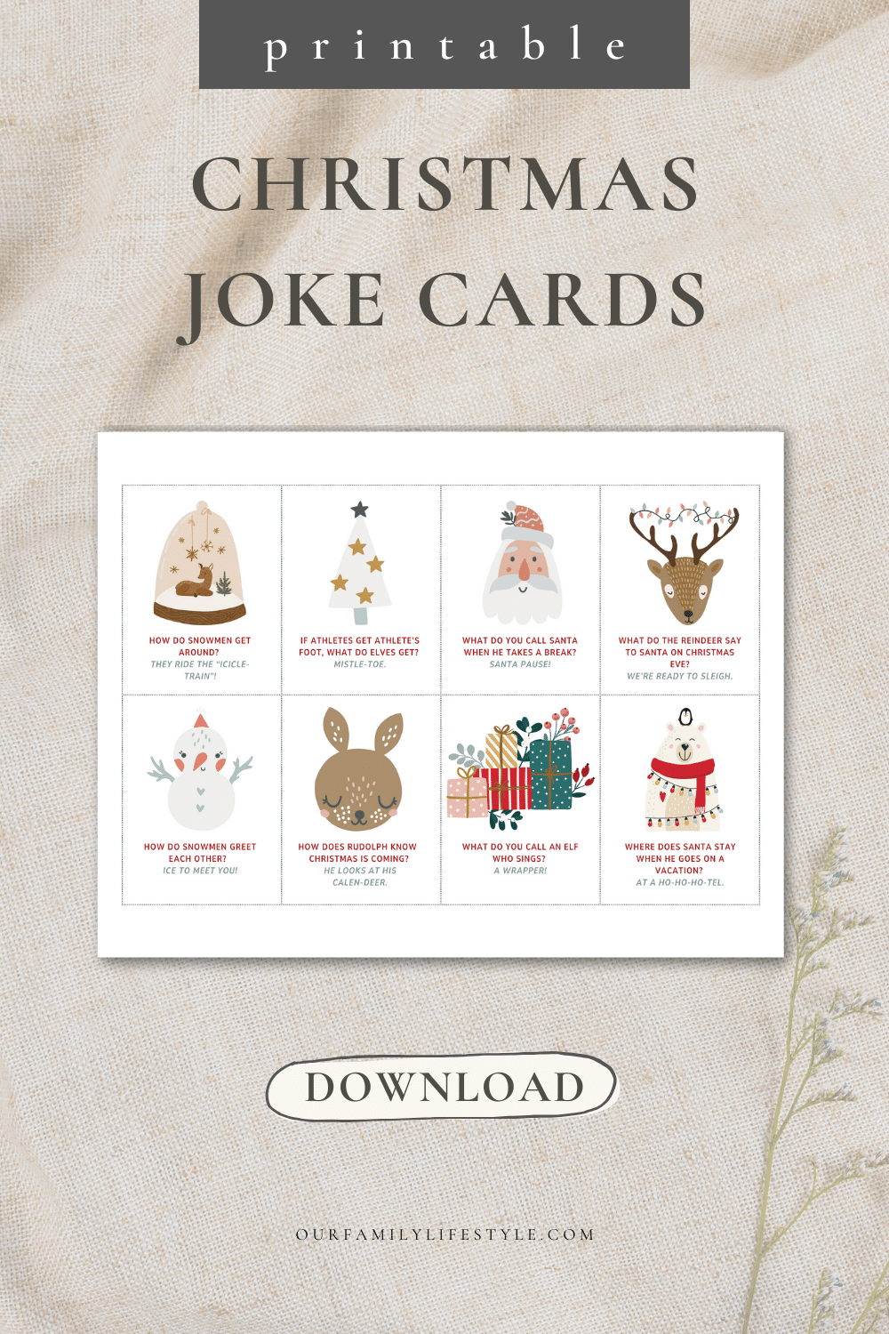 Printable Christmas Jokes for Kids Cards