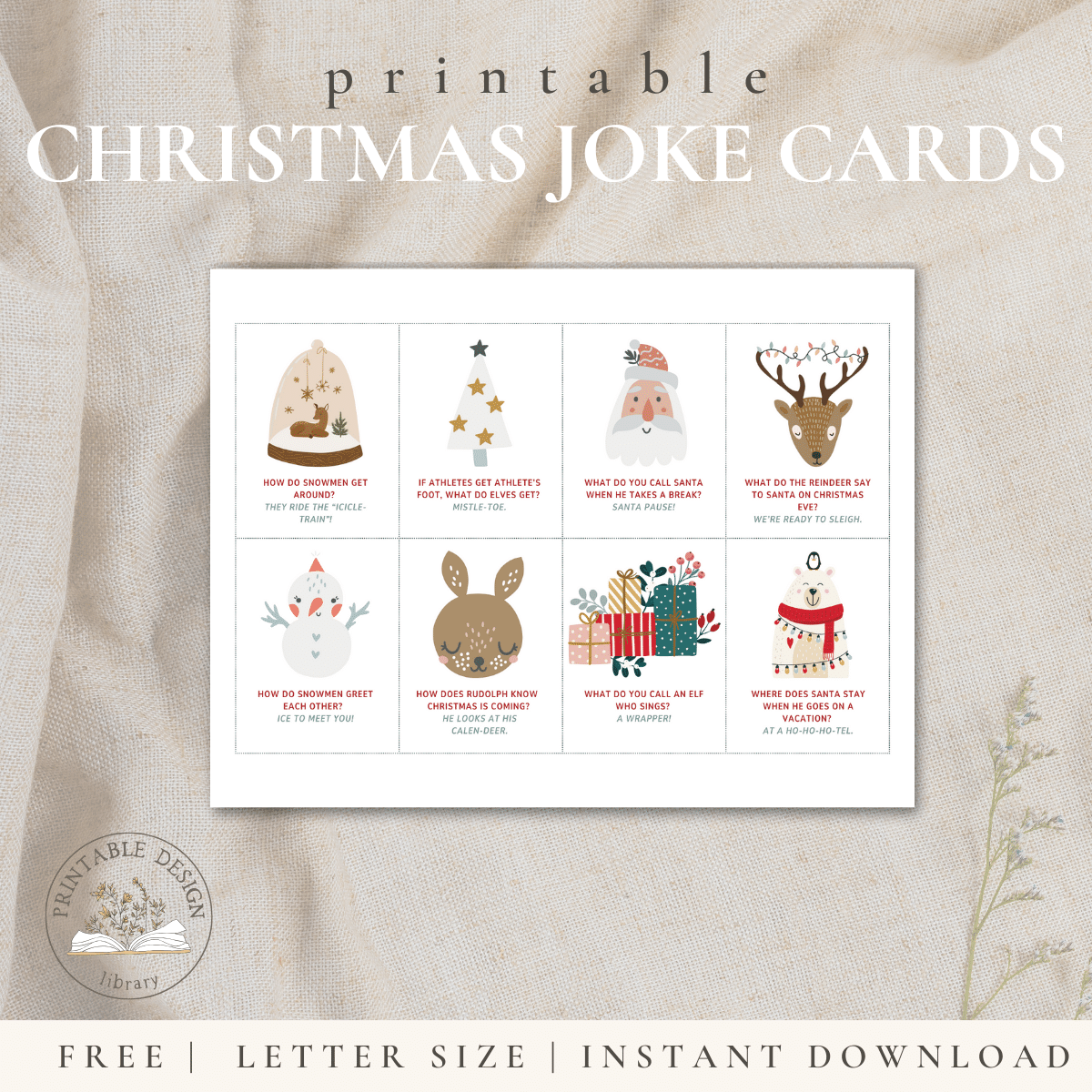 Printable Christmas Jokes for Kids Cards