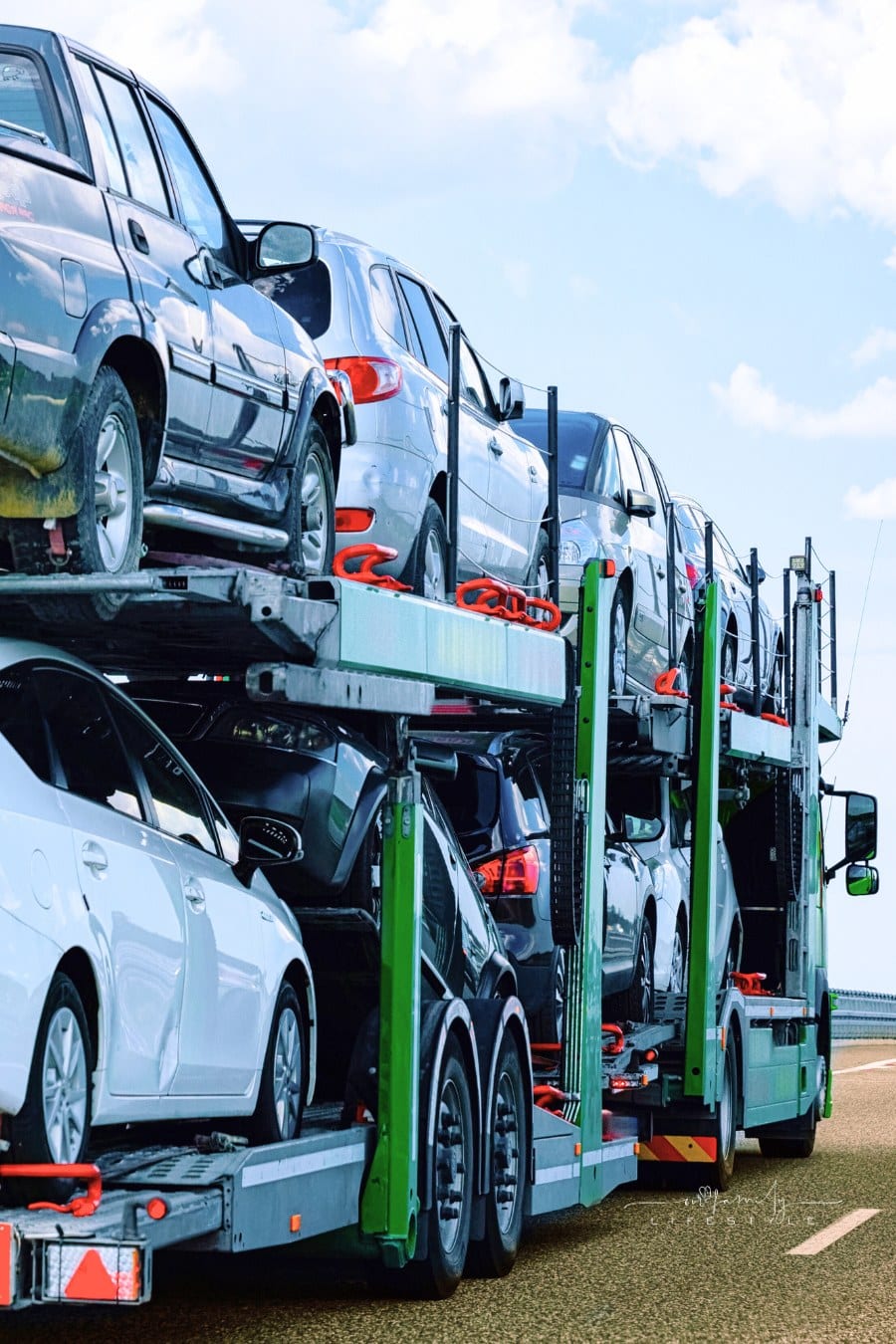 Car Carrier Trailer on Road