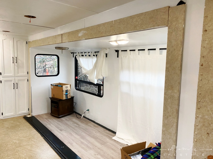 removed trim in rv travel trailer slide