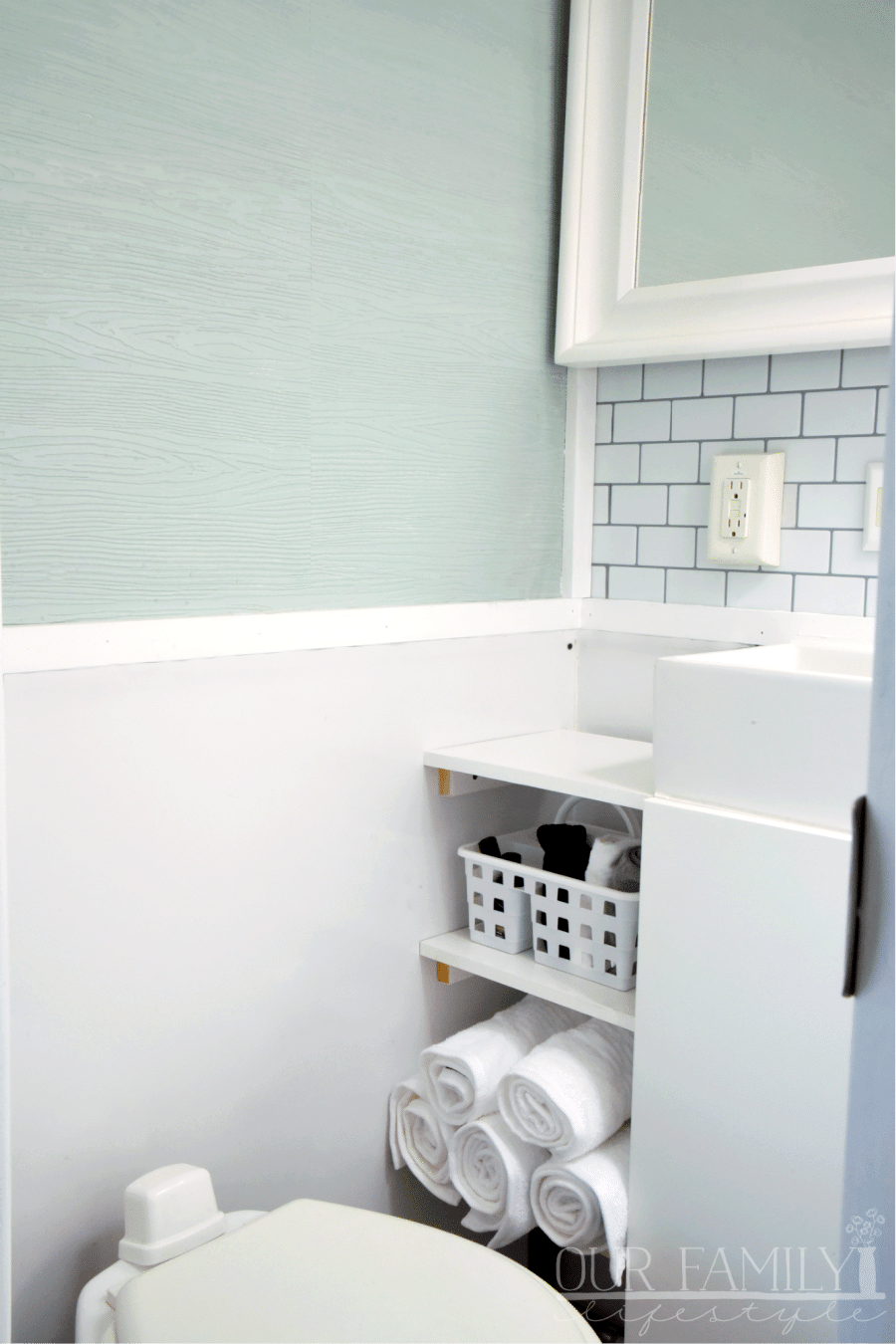 RV bathroom wall behind toilet