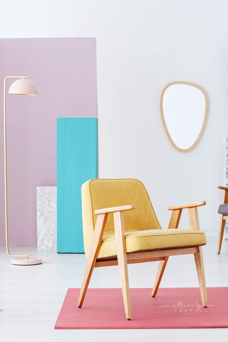 Pastel retro living room interior