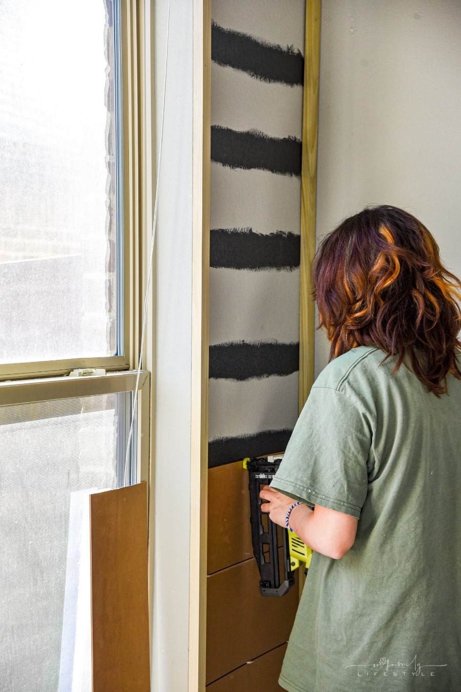 Shiplap bedroom wall DIY
