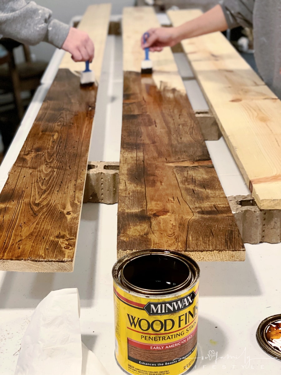 staining trim with Minwax Early American for rv travel trailer slide