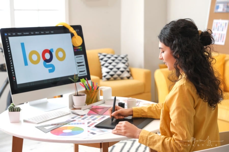 graphic designer working on logo design