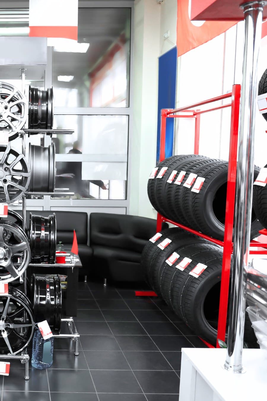 Modern Store with Alloy Wheels and Tires