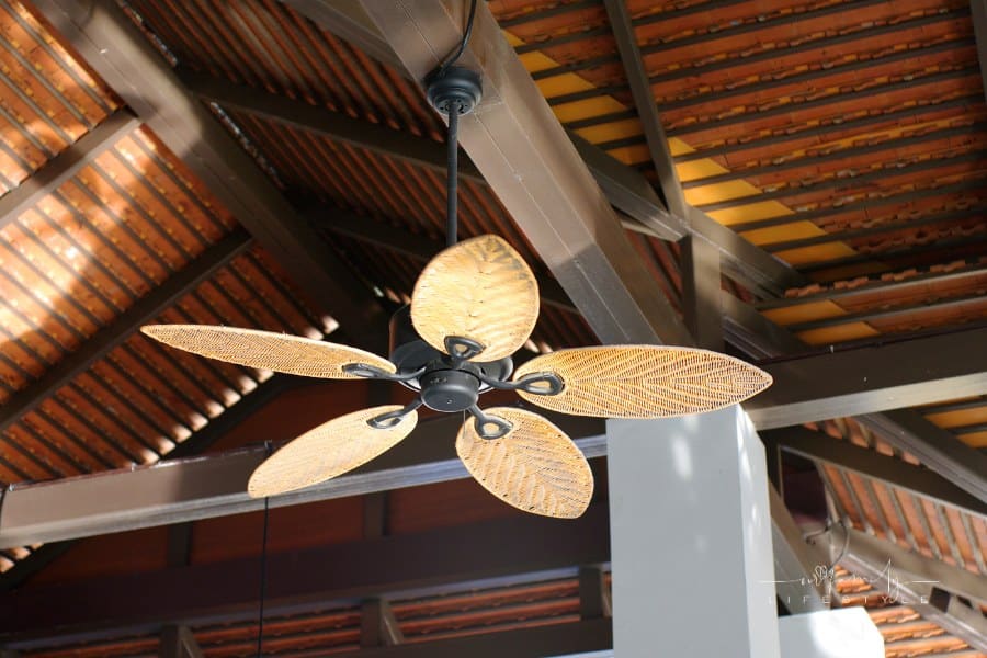 tropical wooden colonial style ceiling fan