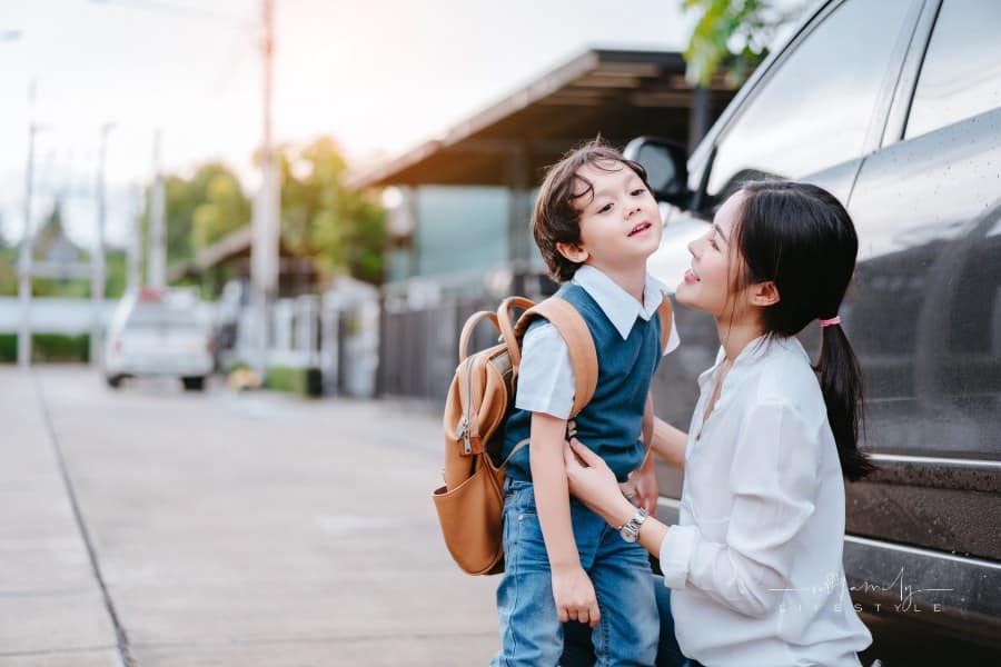 Mother Sending Son to School