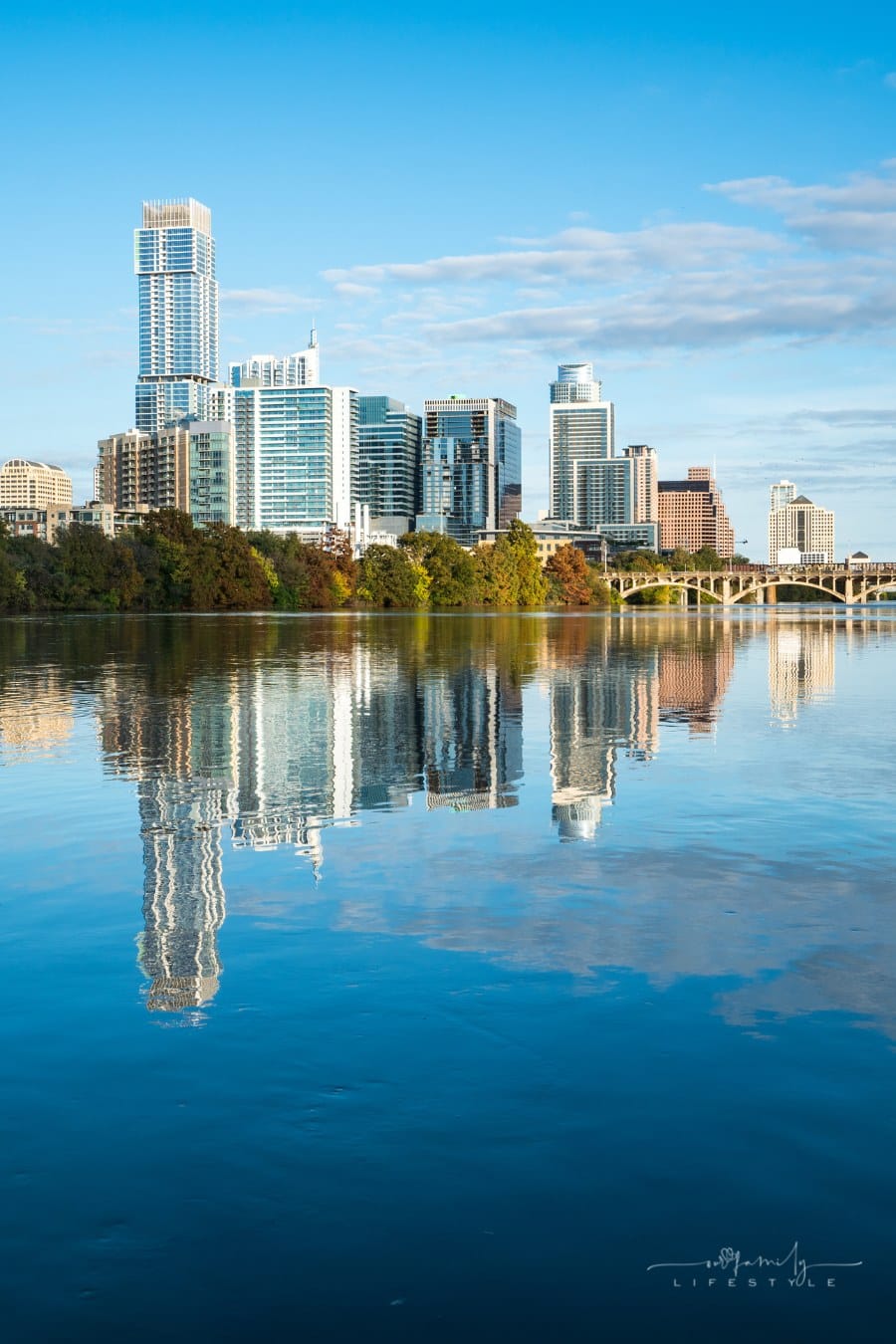 Austin, Texas reflection of city over Lady Bird Lake
